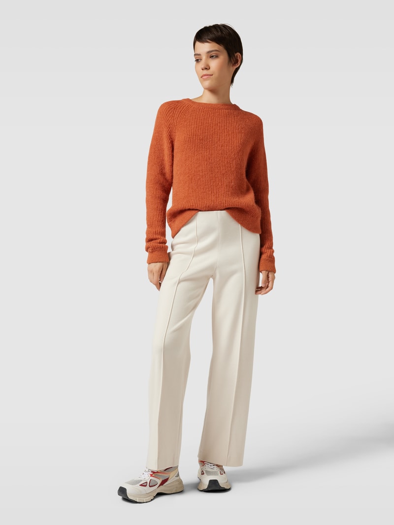 Strickpullover aus Alpaka-Mix mit Rundhalsausschnitt in cognac