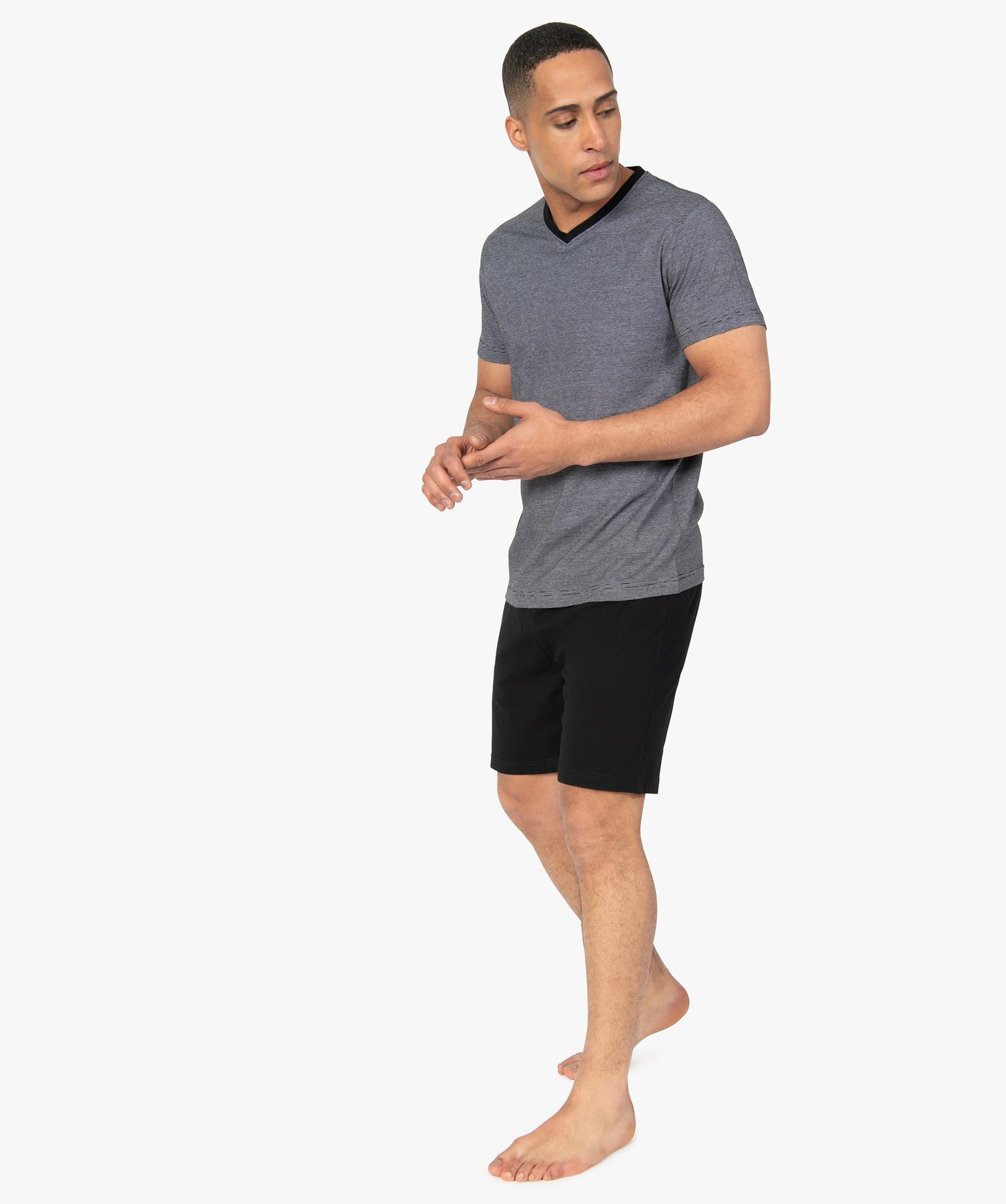 Pyjashort homme bicolore en coton noir | GEMO
