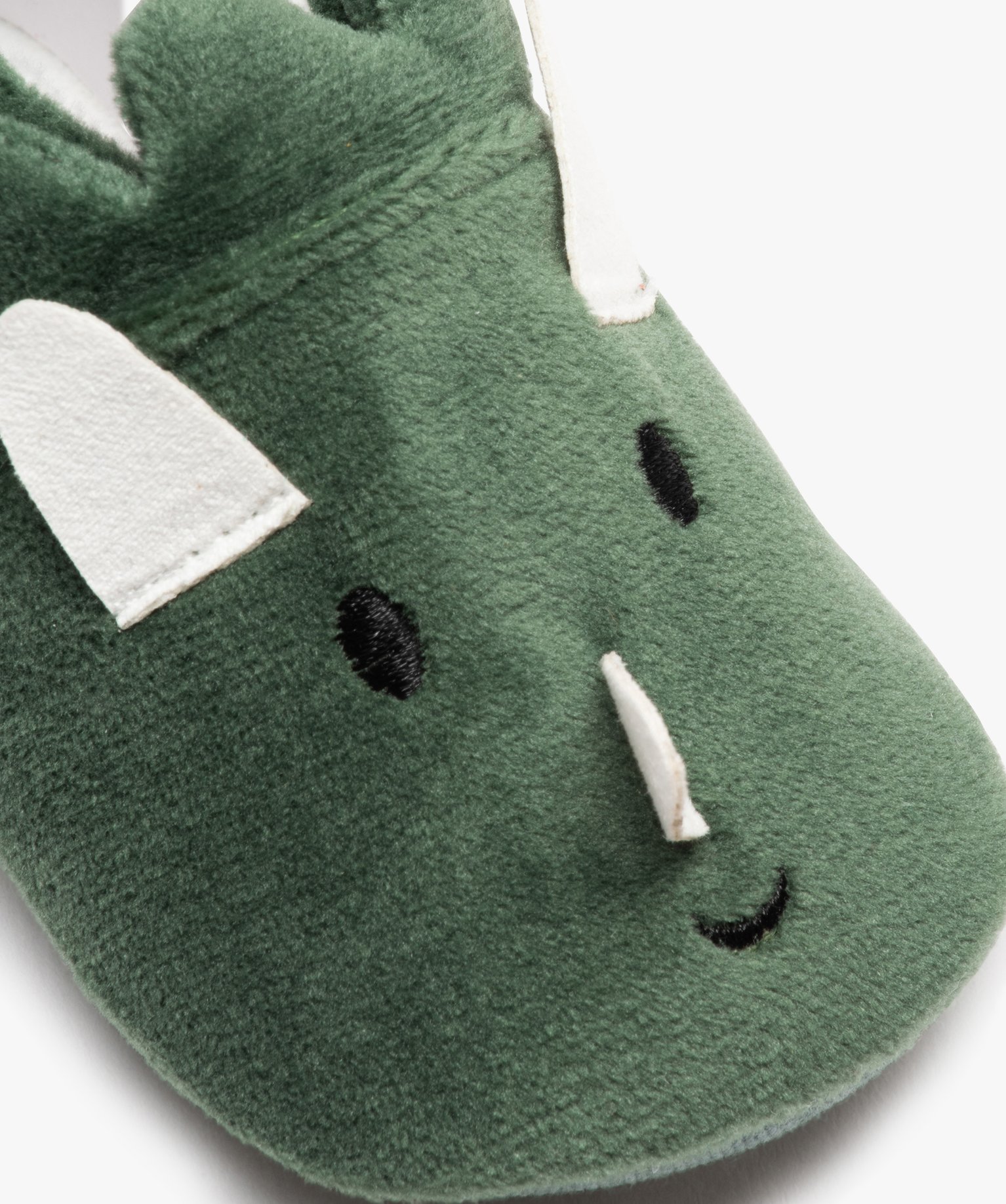 Chaussons de naissance en velours avec détails rhinocéros vert | GEMO