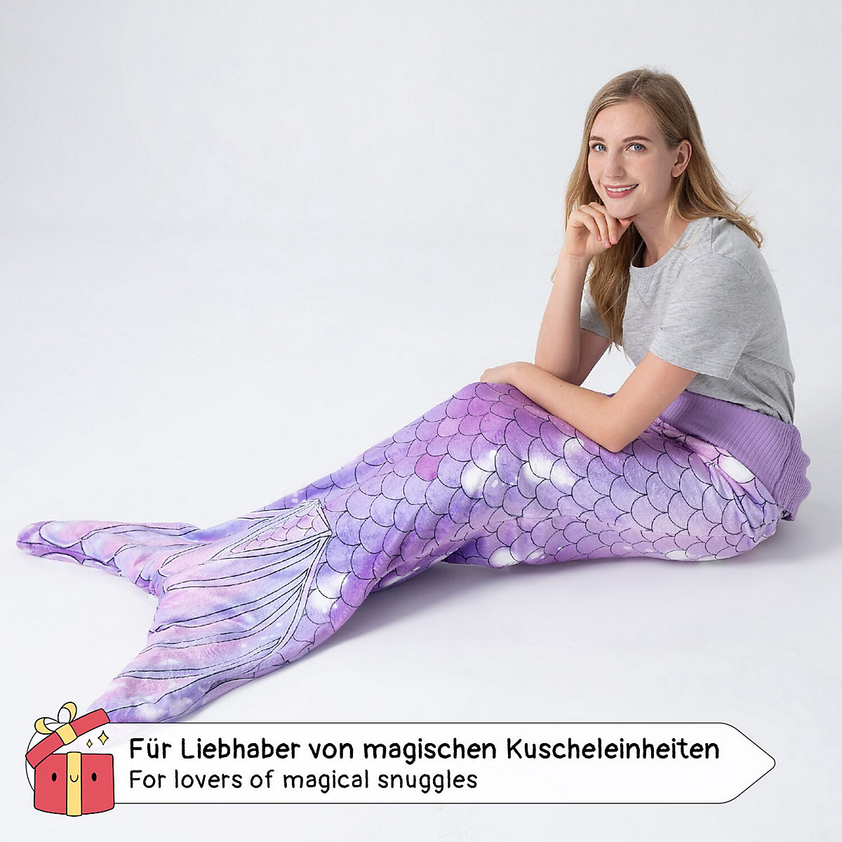 Meerjungfrau Aqua Kuschel-Decke, Couch-Decke, Schlafsack, lila