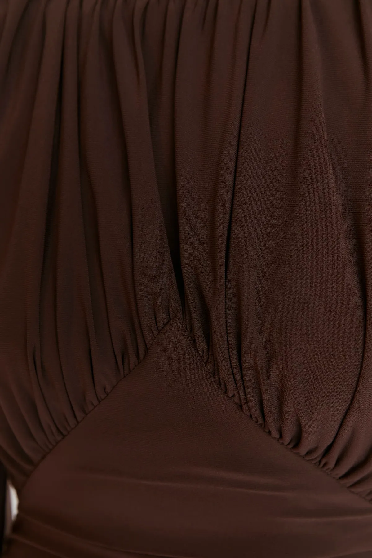 Trendyol Collection  Braun drapiertes gestricktes Abendkleid TPRAW23EL00084