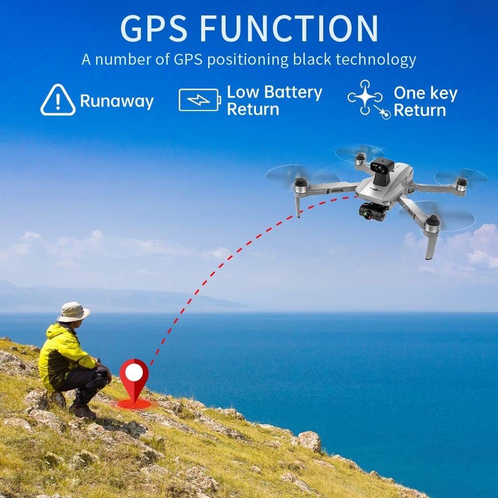 Teeggi KF102 MAX GPS Drohne mit Kamera 4K HD Drohne (1920*1080P, 360° Laser 2-Achsen Gimbal 22 Min Flug Folge mir Intelligente Rückkehr)
