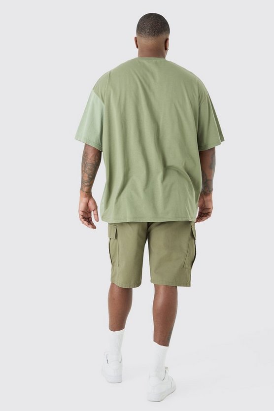 Plus Oversized Diagonal Colour Block T-shirt