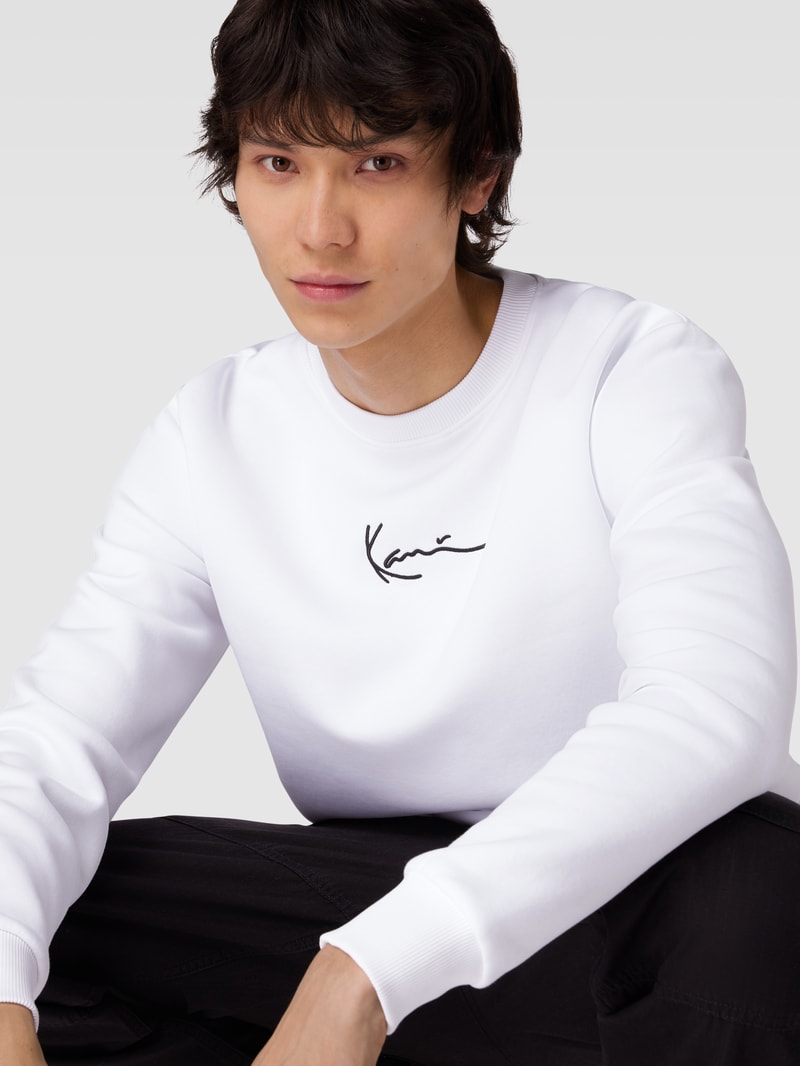 Sweatshirt mit Logo-Stitching in weiss
