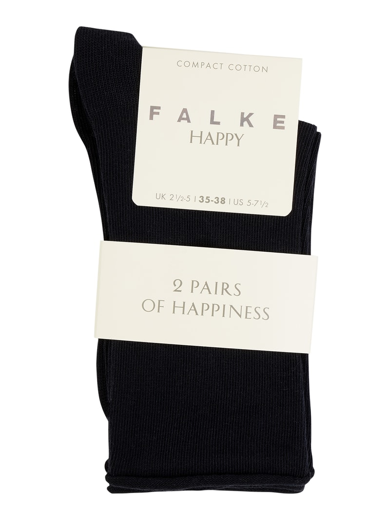 Socken mit Stretch-Anteil im 2er-Pack Modell 'Happy' in marineblau
