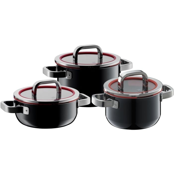 WMF Fusiontec Functional Topfset 3-teilig, mit Glasdeckel, black
