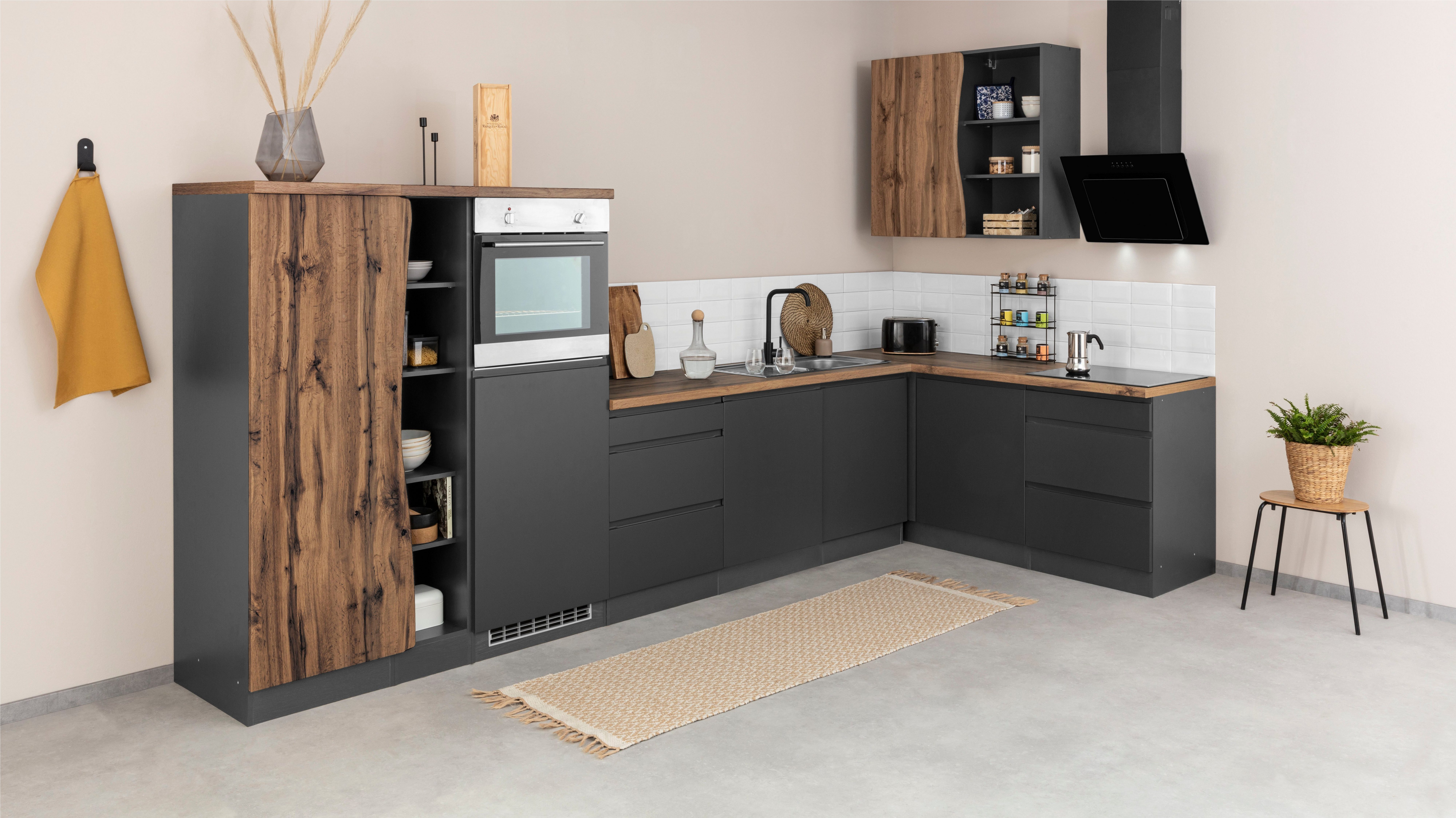 HELD MÖBEL Küche Bruneck, Stellbreite 380/180 cm breit, Ceran oder Induktionskochfeld, MDF