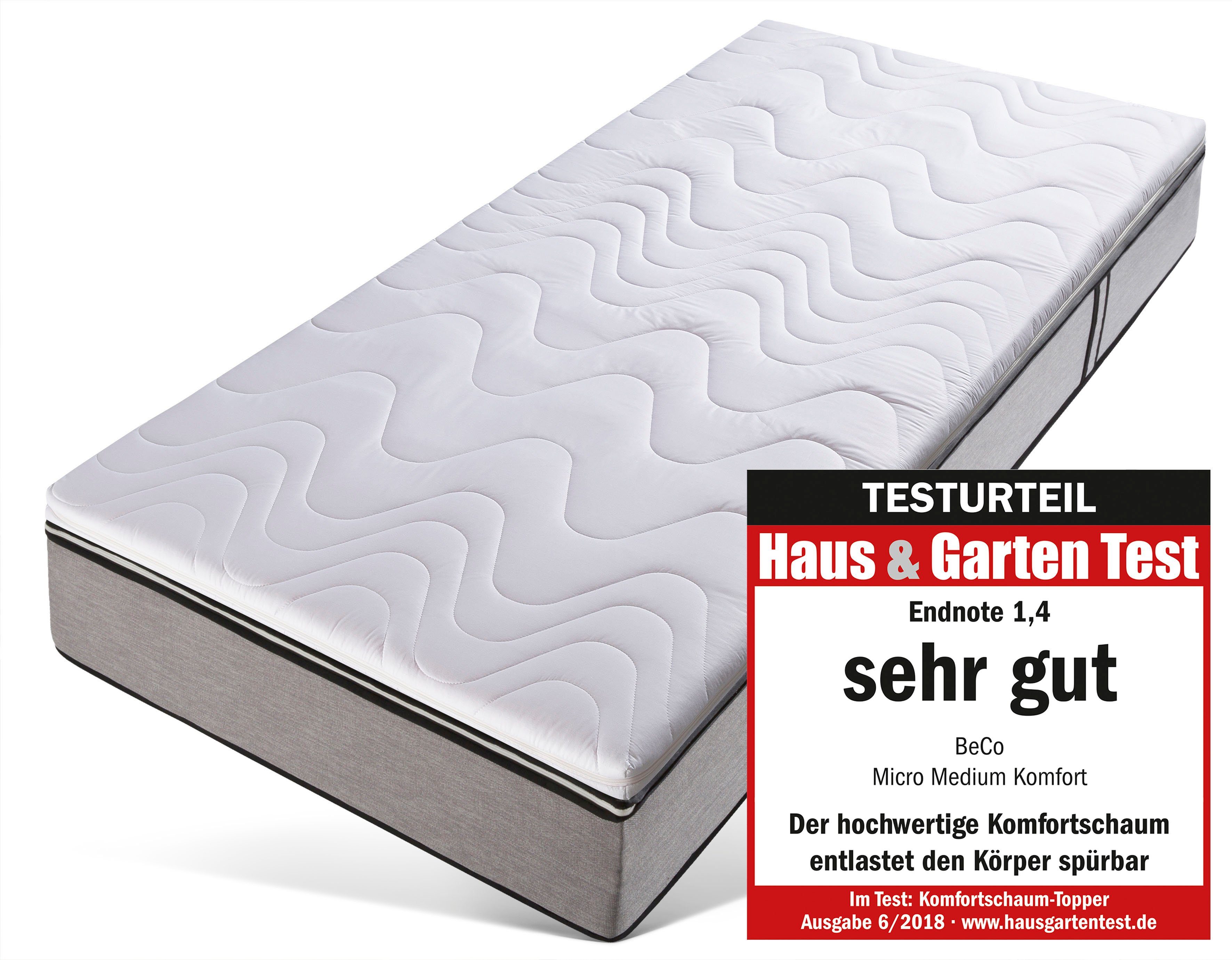 Topper Micro Medium Komfort, Beco, 7 cm hoch, Komfortschaum, Topper in 90x200 cm und weiteren Größen, punktelastischer Topper