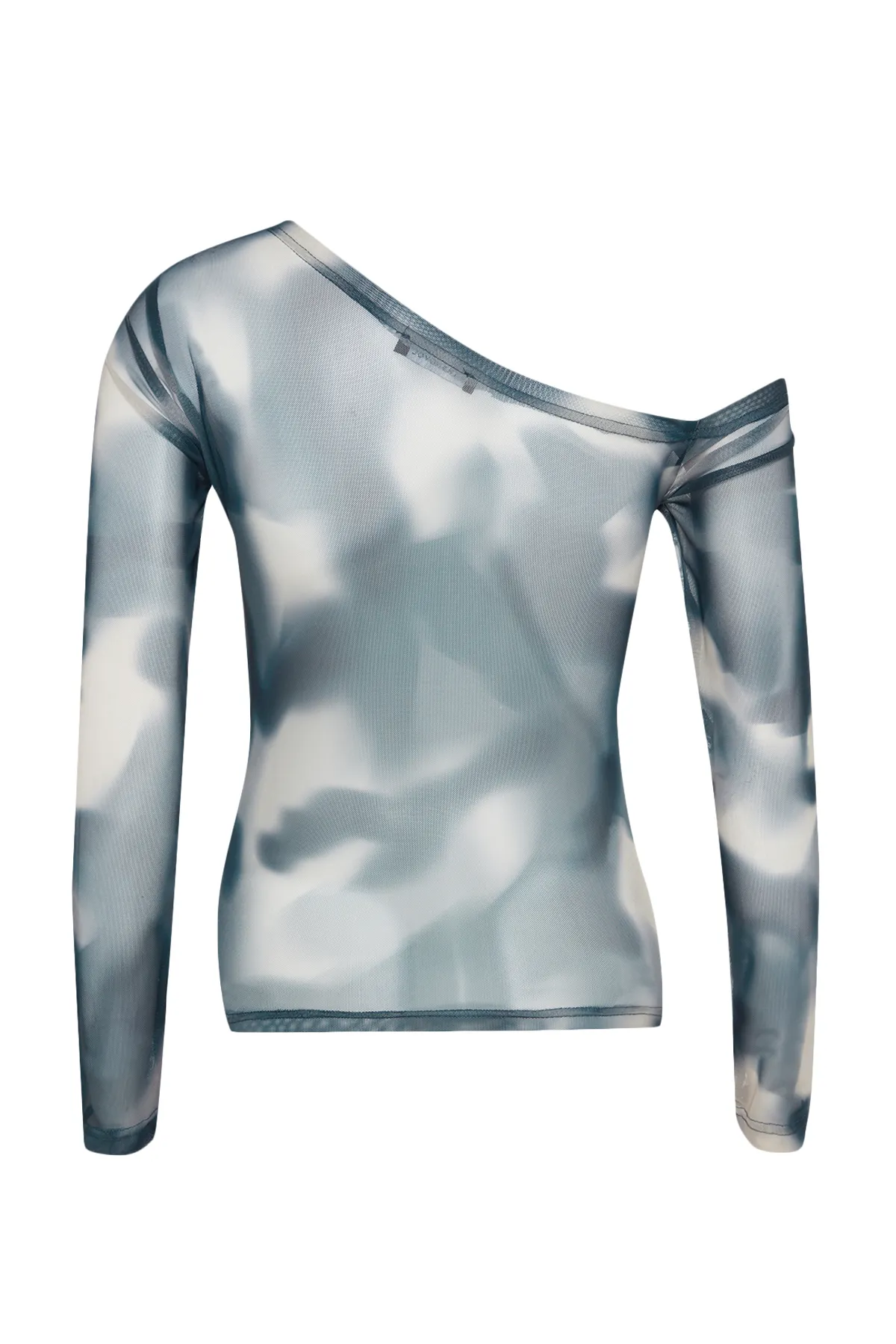Trendyol Collection  Petrolfarbene, mit Tüll gefütterte Strickbluse mit asymmetrischem Kragen TWOAW24BZ00051