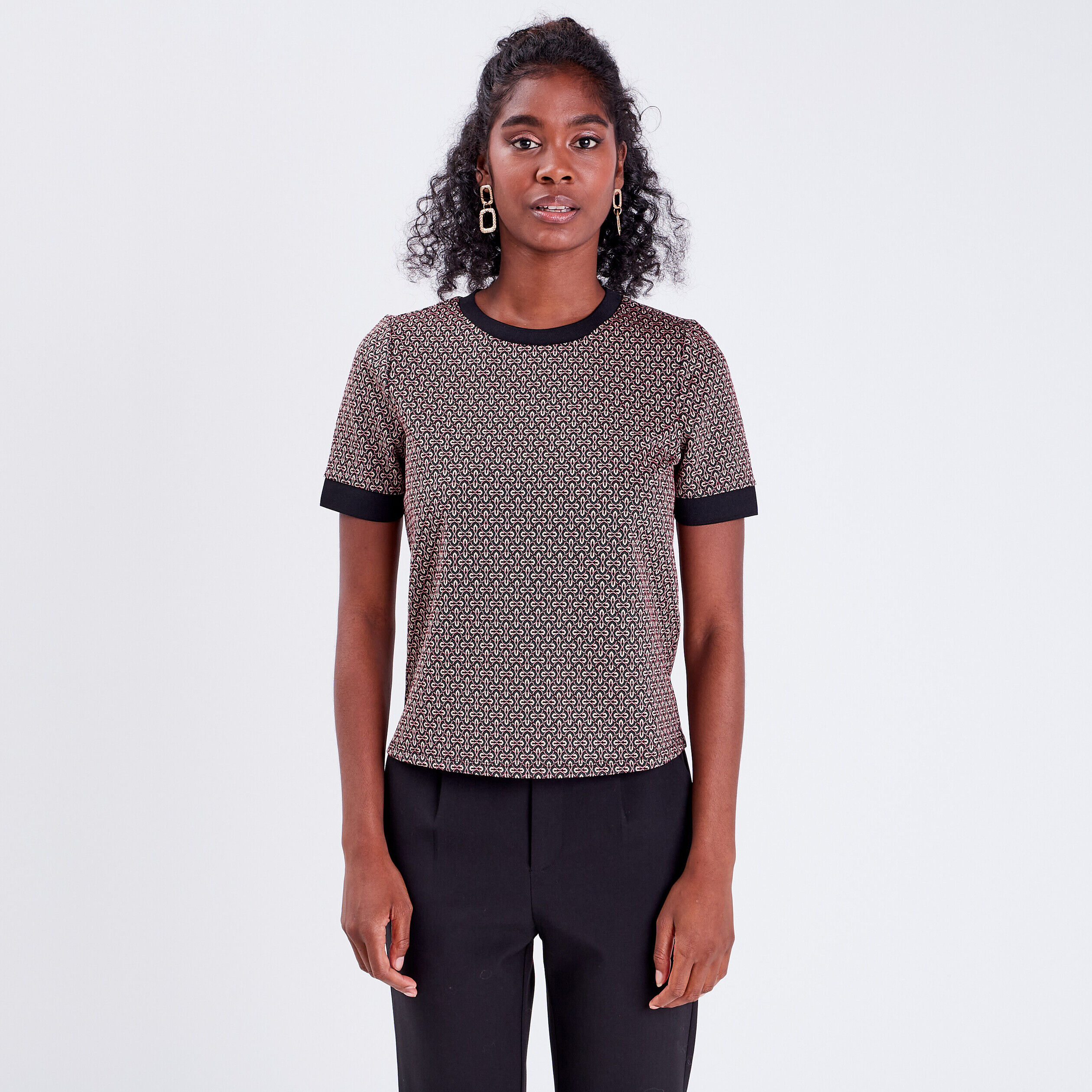 T-shirt manches courtes marron foncé femme | Cache Cache