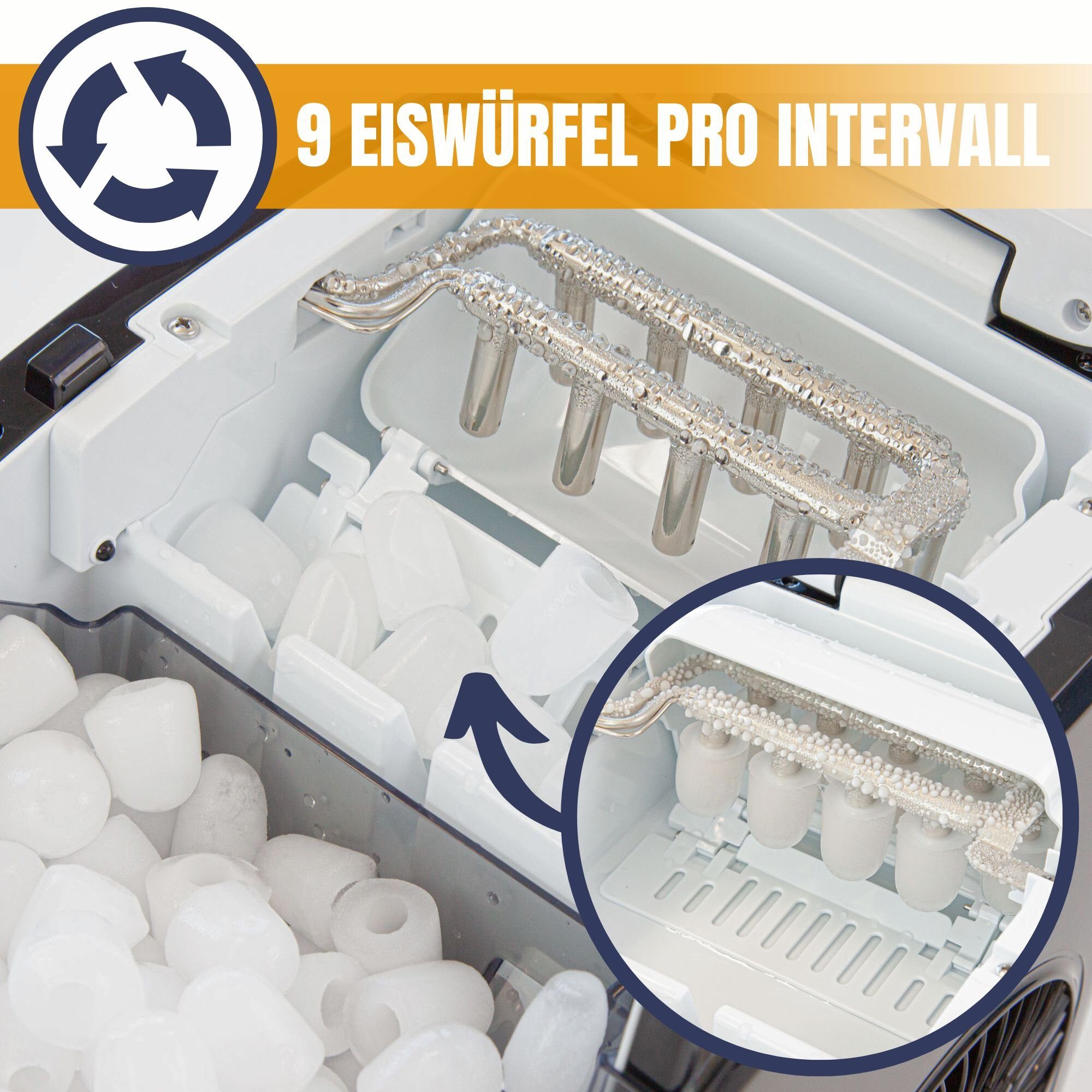 Sommertal Eiswürfelmaschine Sommertal Eiswürfelmaschine EM12C, Ice Maker, schnelle Eisherstellung ab 6 Minuten, 12kg pro Tag