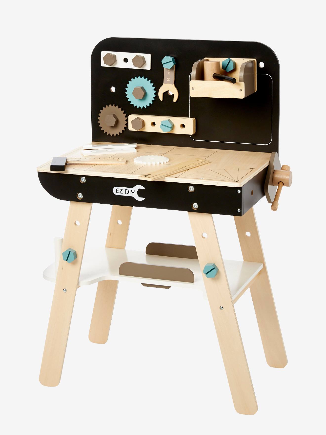 Vertbaudet Kinder Spiel-Werkbank aus Holz FSC - schwarz/natur