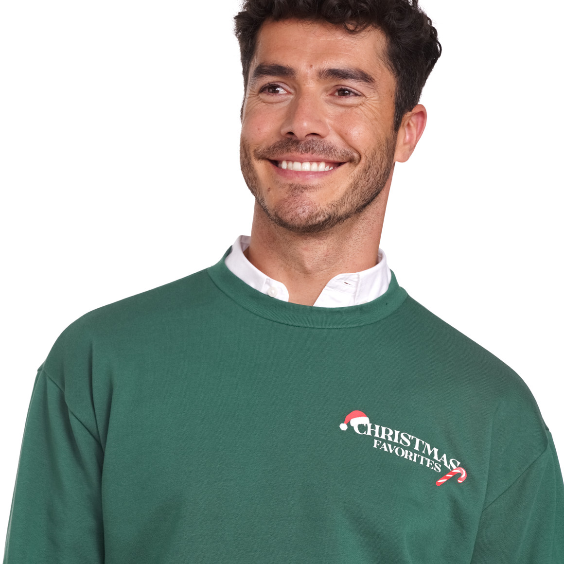 Herren Weihnachtssweatshirt mit Rückenprint dunkelgrün