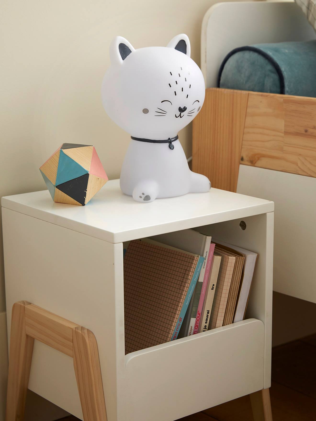 Vertbaudet Kinderzimmer Nachtlicht SCHMUSEKATZE - weiß/blau