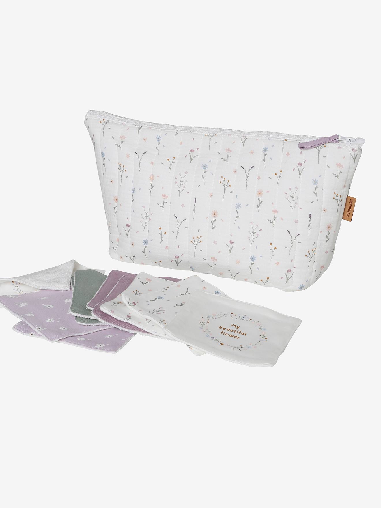 Vertbaudet Bio-Kollektion: 10er-Pack Baby Waschlappen mit Aufbewahrungsbeutel Oeko-Tex - farblich sortiert/provence