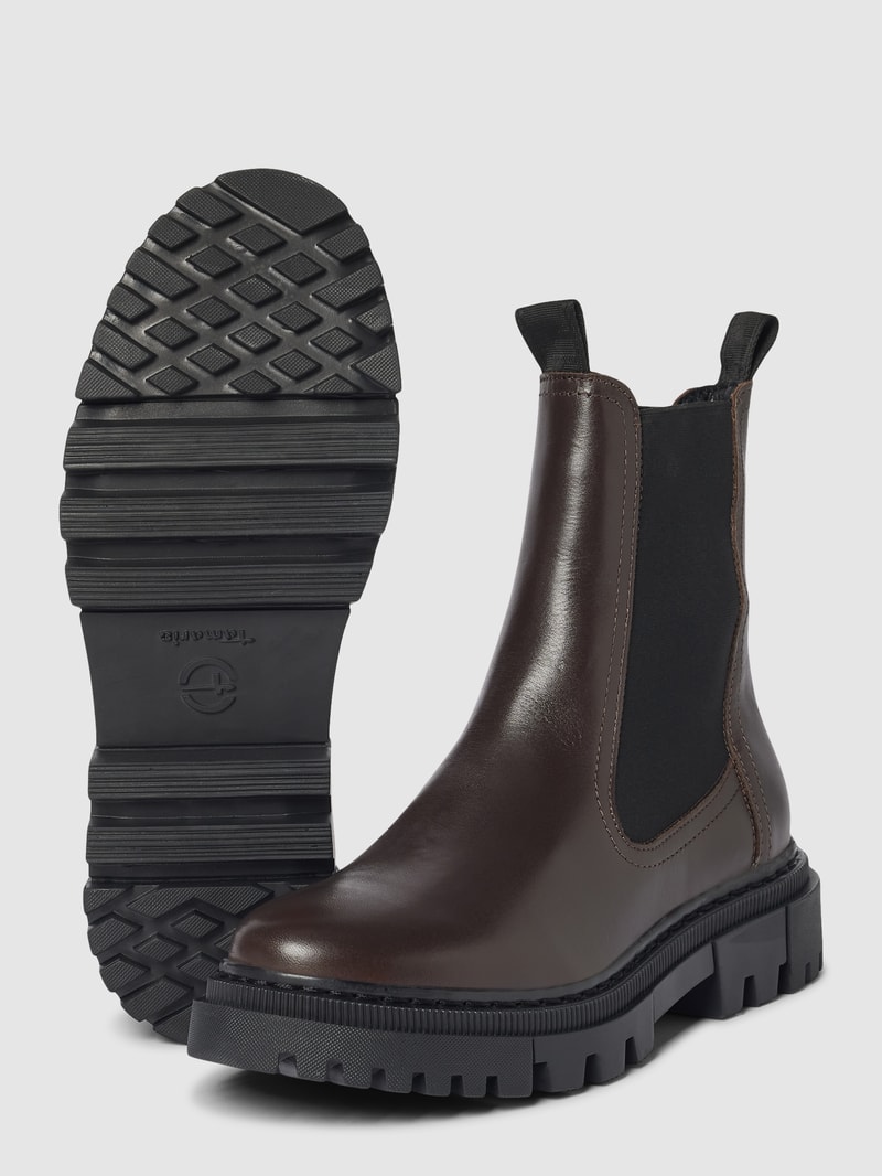 Chelsea Boots aus Leder mit Ziernaht in dunkelbraun