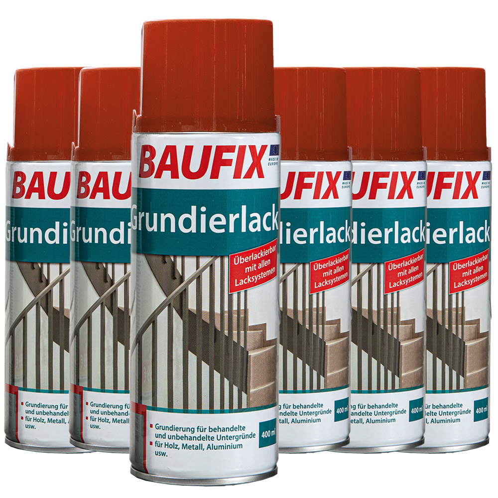 Baufix Grundierlack, Rotbraun - 6-er Set