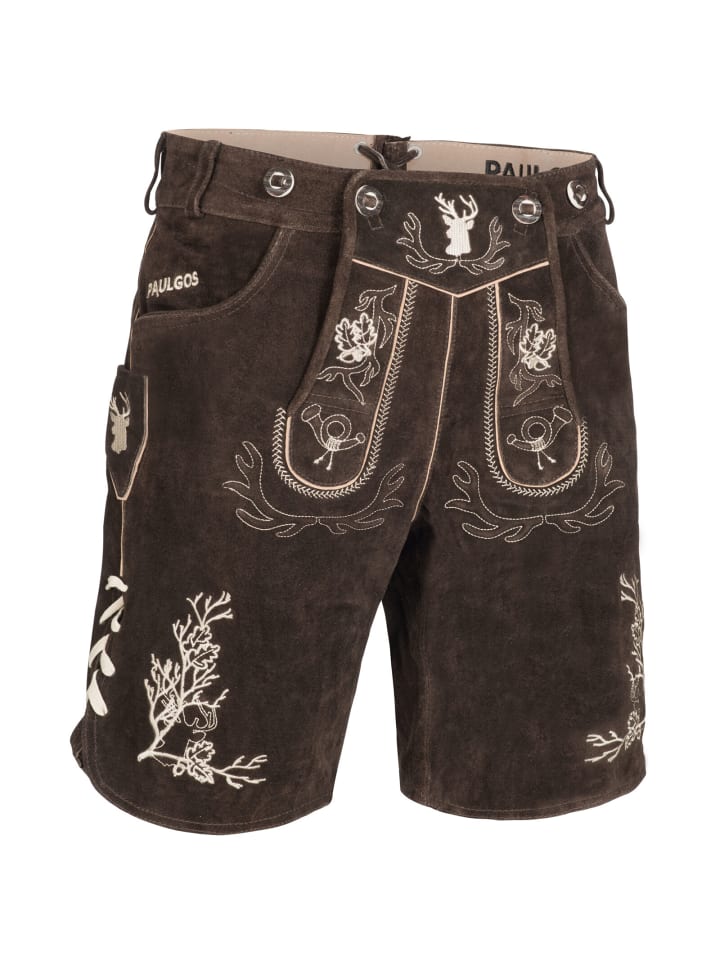 PAULGOS Lederhose Kurz Echtleder HK3 in Dunkelbraun günstig kaufen