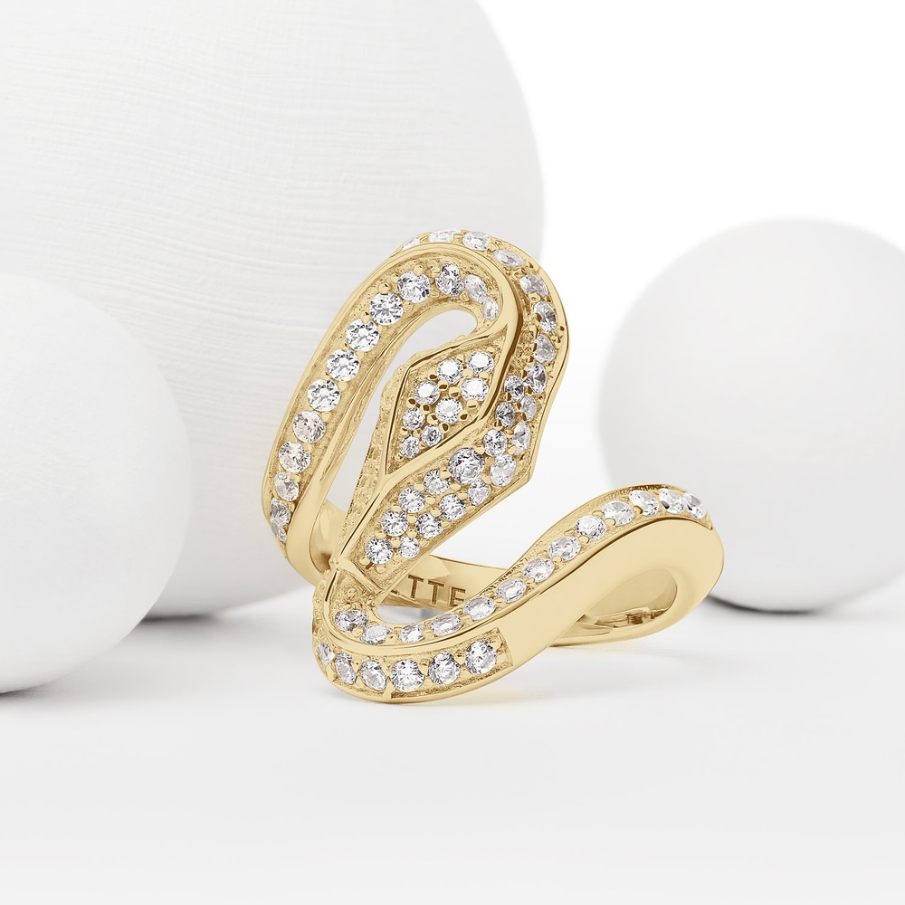 Jette Bague pour femme 925 Argent or jaune Bague