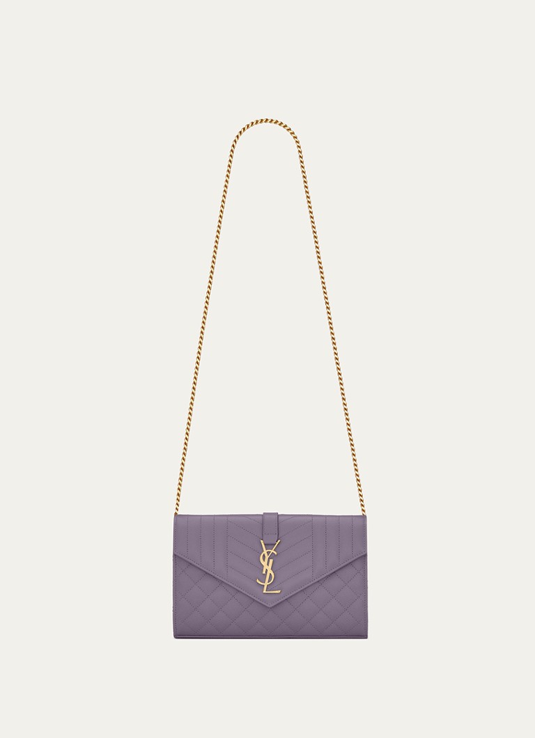 Peněženka Saint Laurent Envelope z telecí kůže s popruhem přes rameno