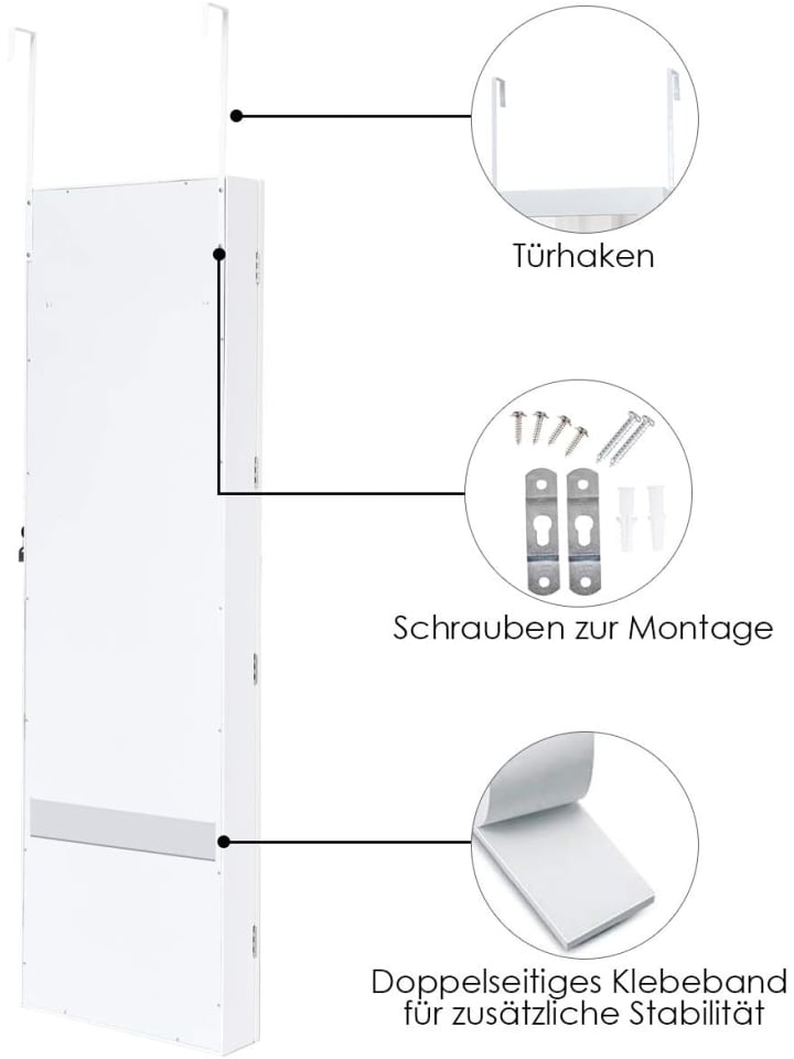 COSTWAY Schmuckschrank in Weiß günstig kaufen onesize