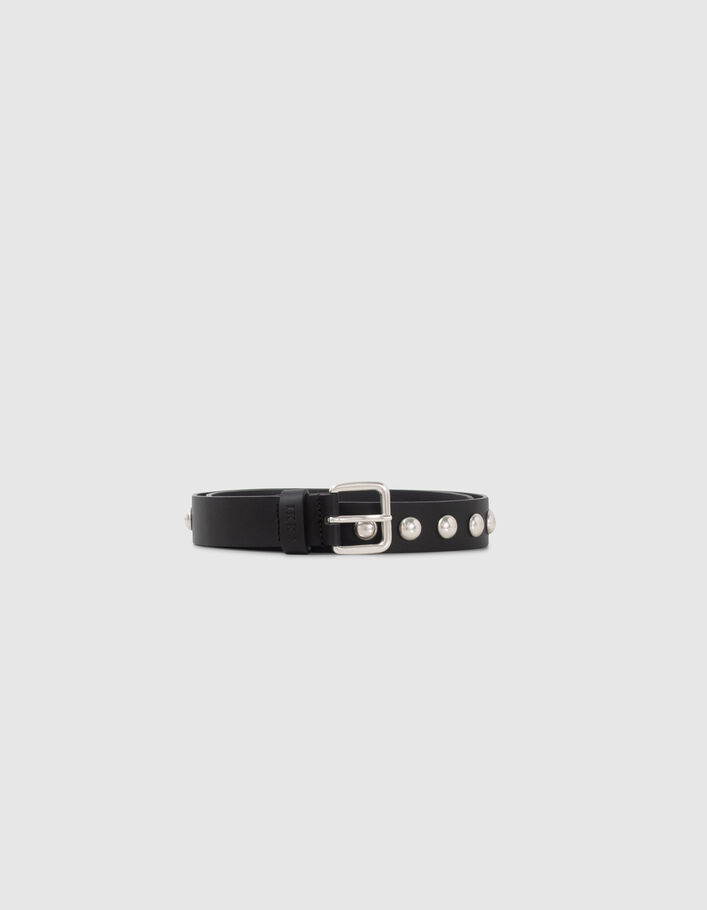 Ceinture noire cuir maxi clous Femme