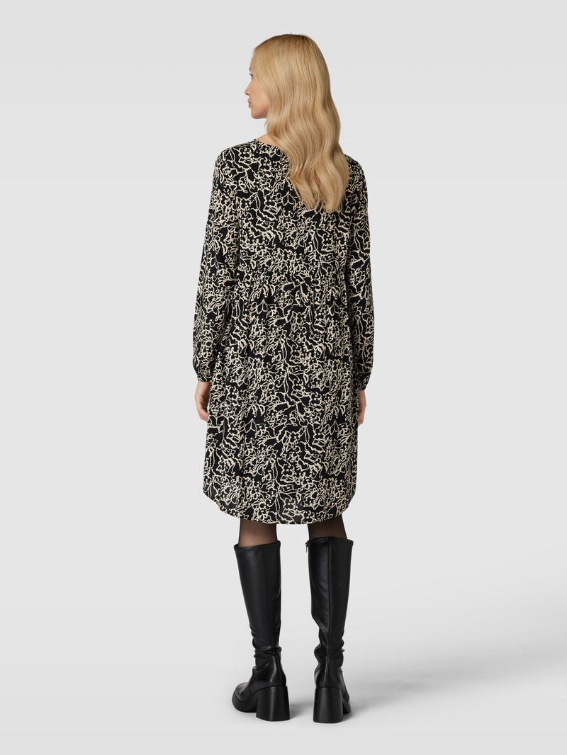 Knielanges Kleid mit Allover-Muster in schwarz
