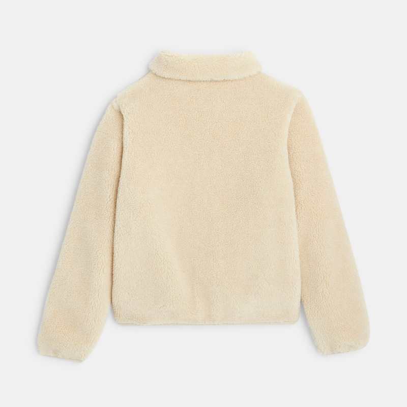 Blouson en fausse fourrure unie blanc fille