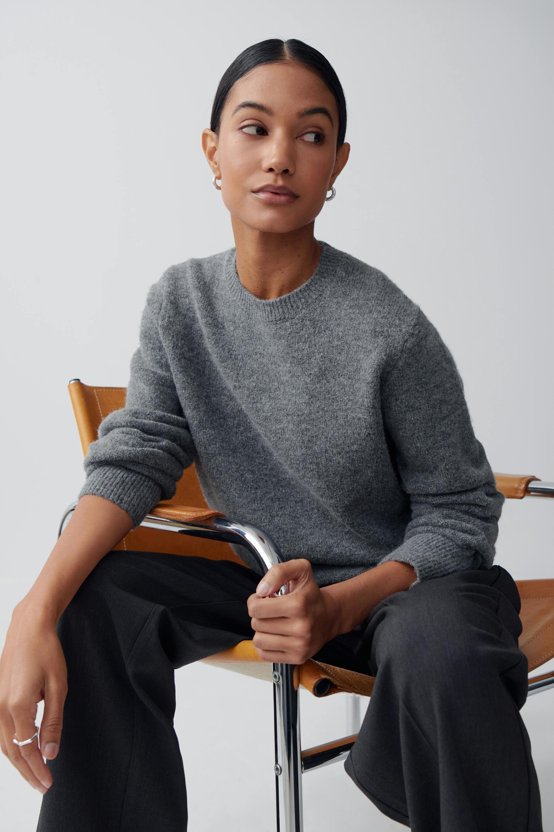 Knitted crew neck sweater