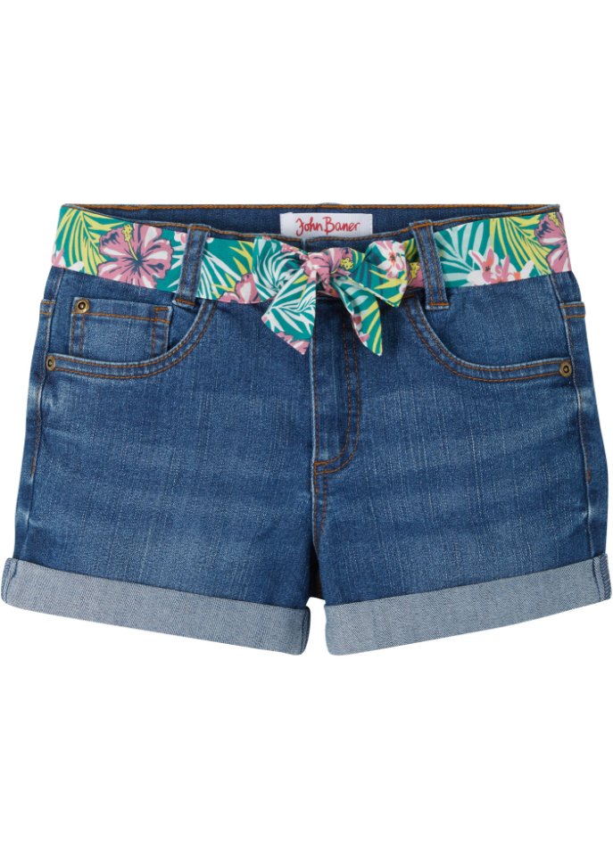 Mädchen Jeans-Shorts mit Gürtel