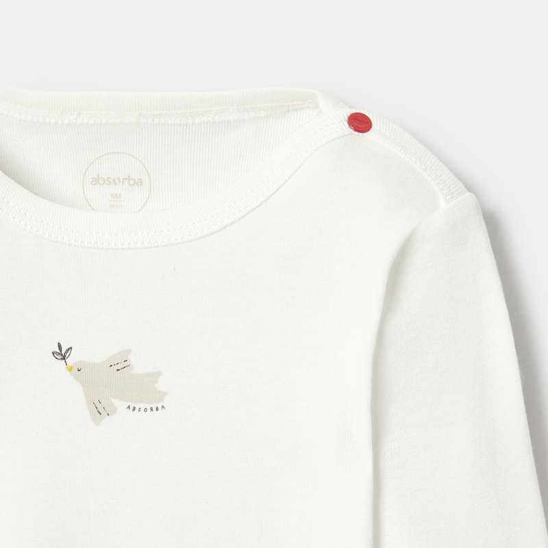 T-shirt manches longues motif blanc naissance Absorba