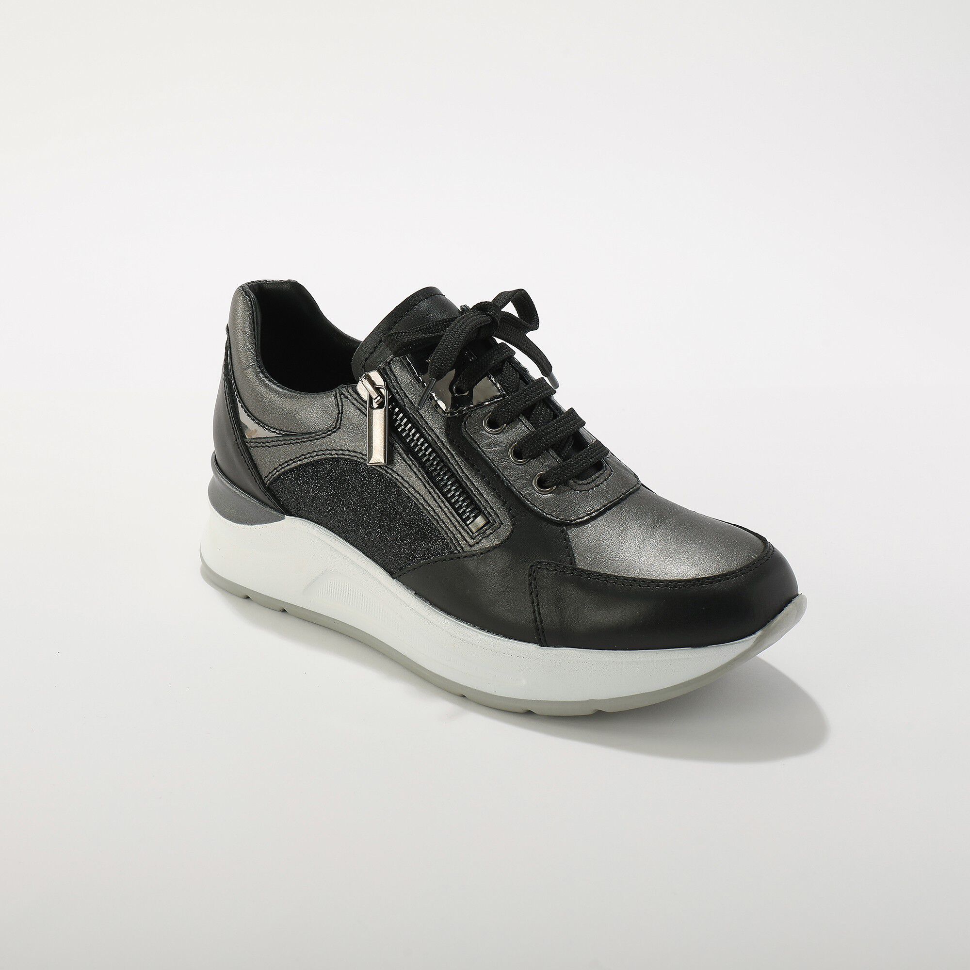 Sneakers compensées en cuir