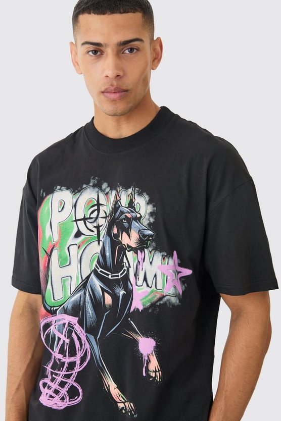 Oversize T-Shirt mit Graffiti-Print
