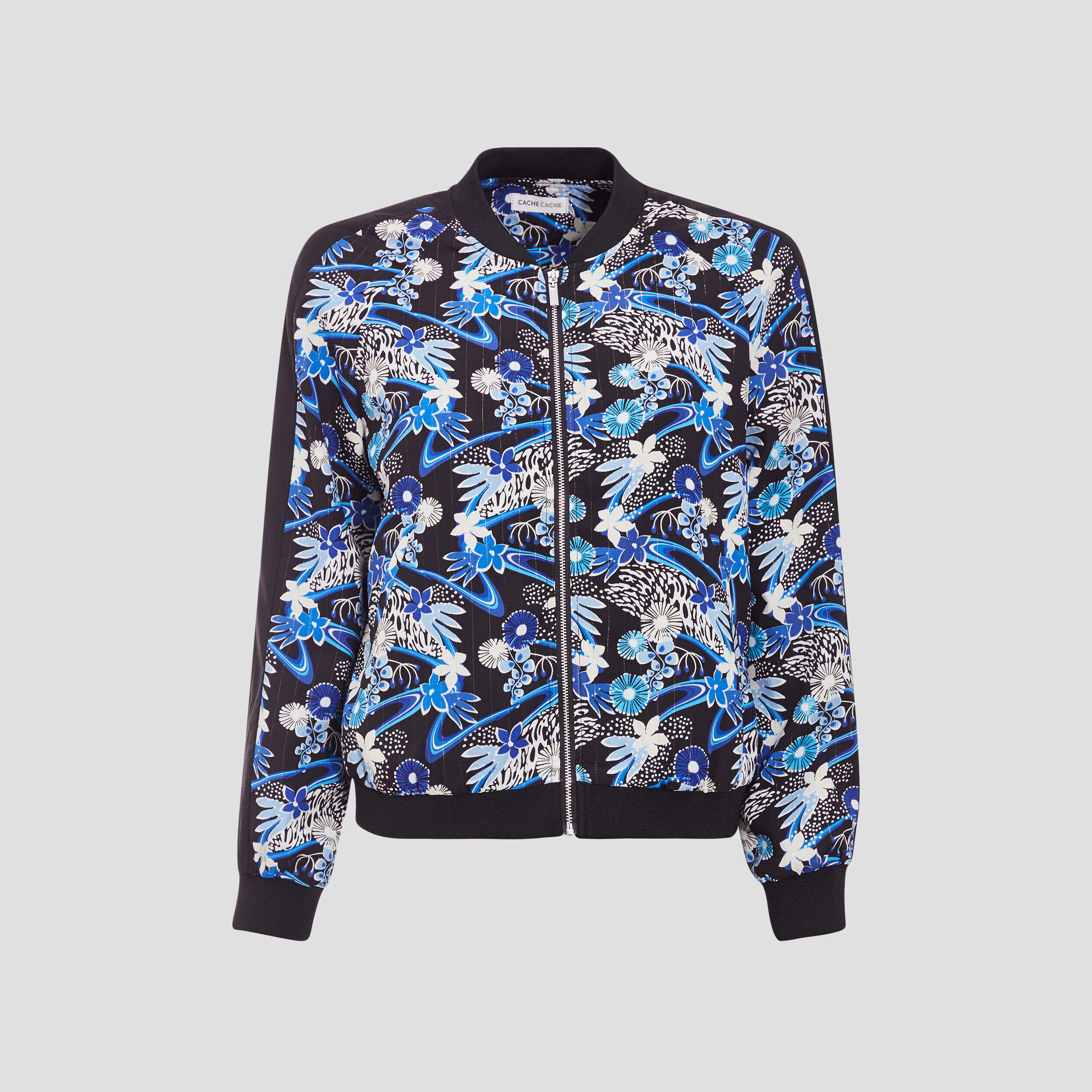 Veste teddy droite zippée noir femme | Cache Cache