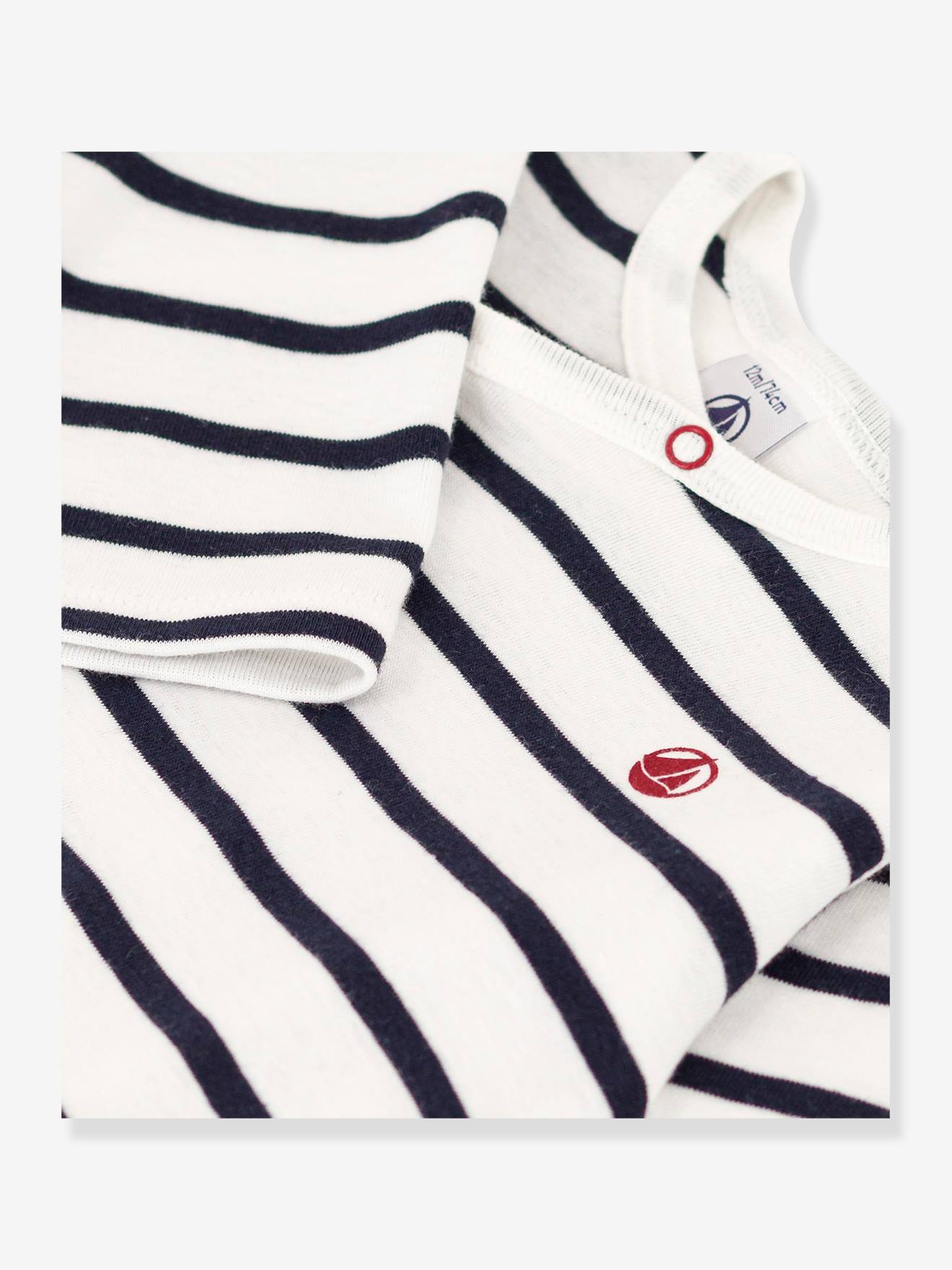 Pyjama bébé à rayures bébé en côte PETIT BATEAU blanc imprimé