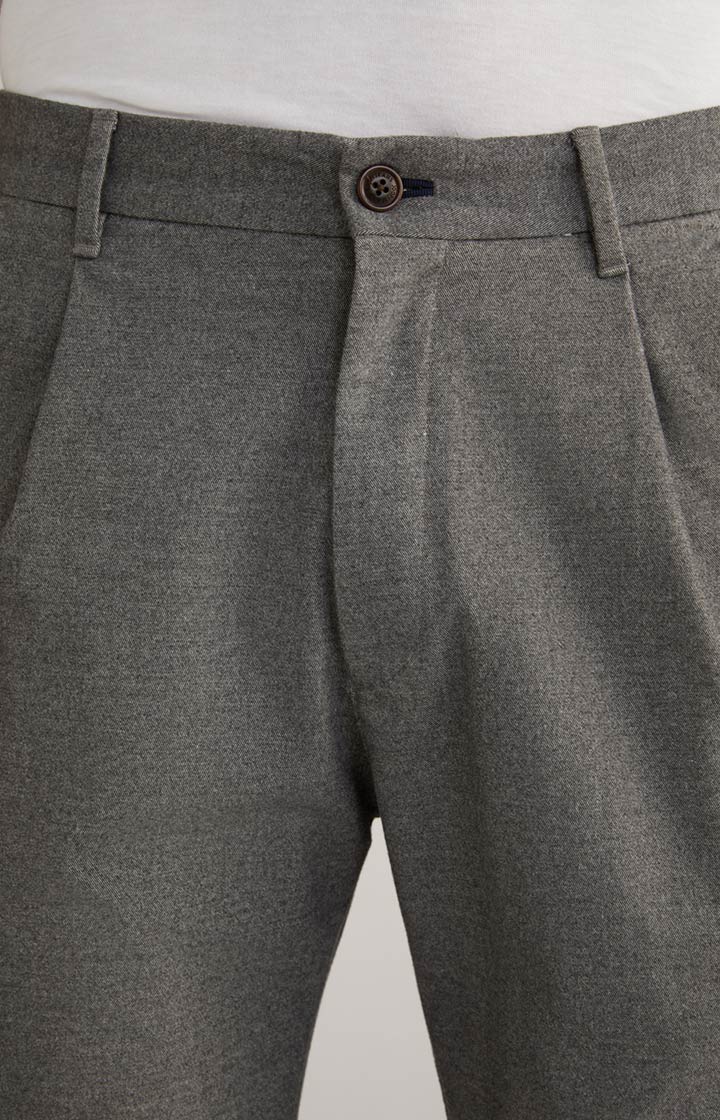 Bundfalten-Hose Lead in Grau meliert