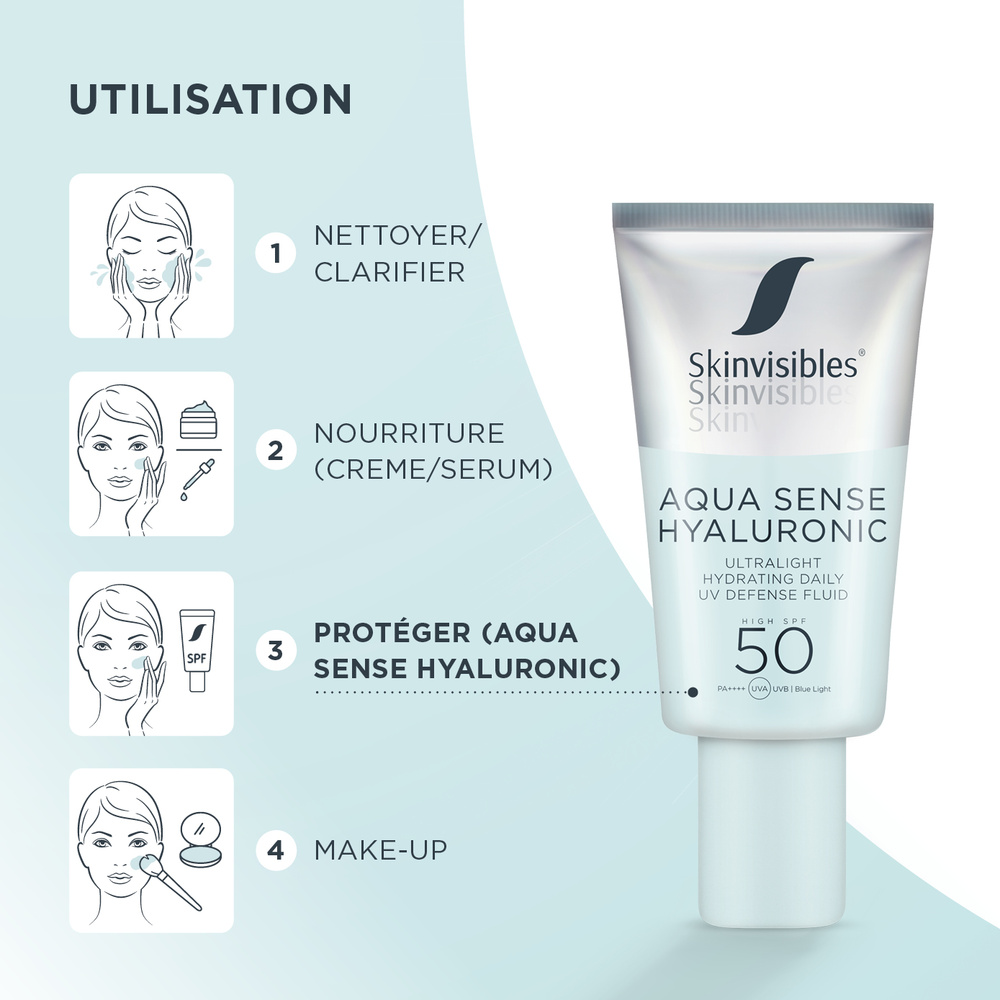 skinvisibles Skinvisibles Aqua Sense Hyaluronic SPF50 50ml Fluide hydratant quotidien ultra-léger protection UV (acide hyaluronique)