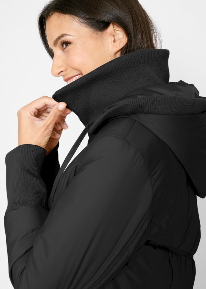 Steppjacke mit breitem Komfortbund und Kapuze