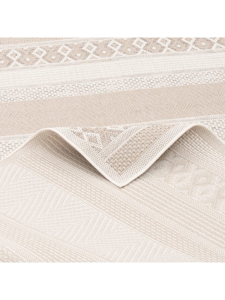 Pergamon In & Outdoor Teppich Flachgewebe Ottawa Stripes in Beige günstig kaufen