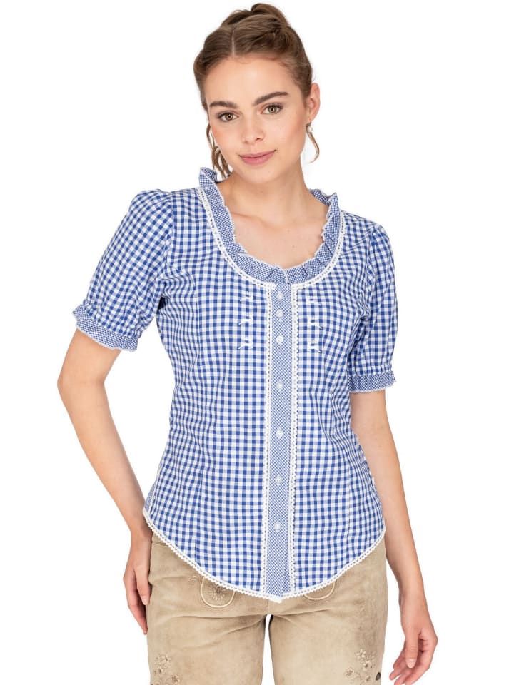 OS-Trachten Trachtenbluse 451021-2602 in mittelblau günstig kaufen