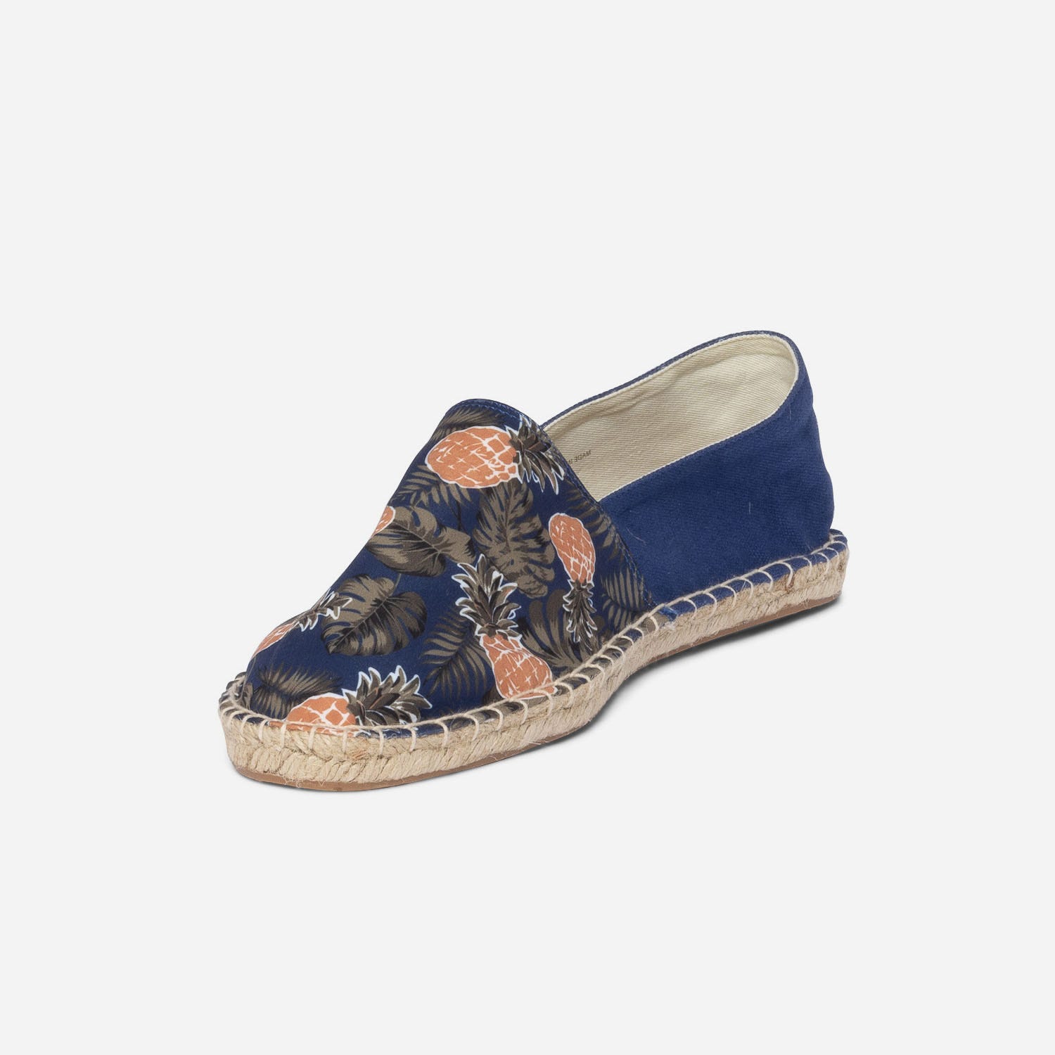Espadrille bleue en toile imprimée ananas