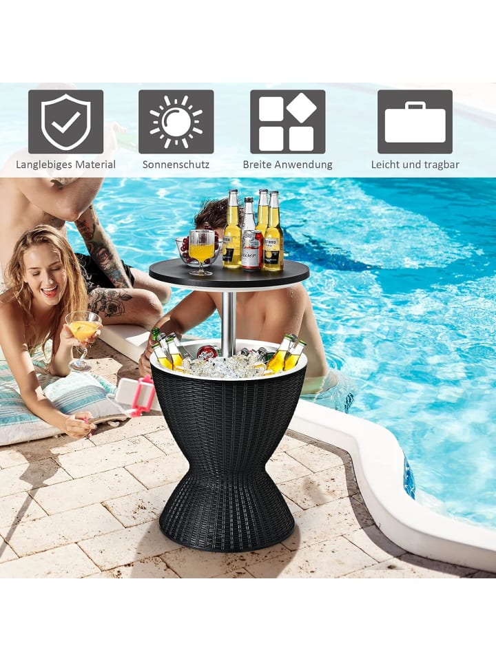 COSTWAY 3 in 1 Beistelltisch Cool Bar 30L in Schwarz günstig kaufen onesize