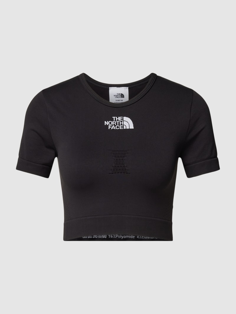 Cropped T-Shirt mit Label-Detail Modell 'NEW SEAMLESS' in schwarz