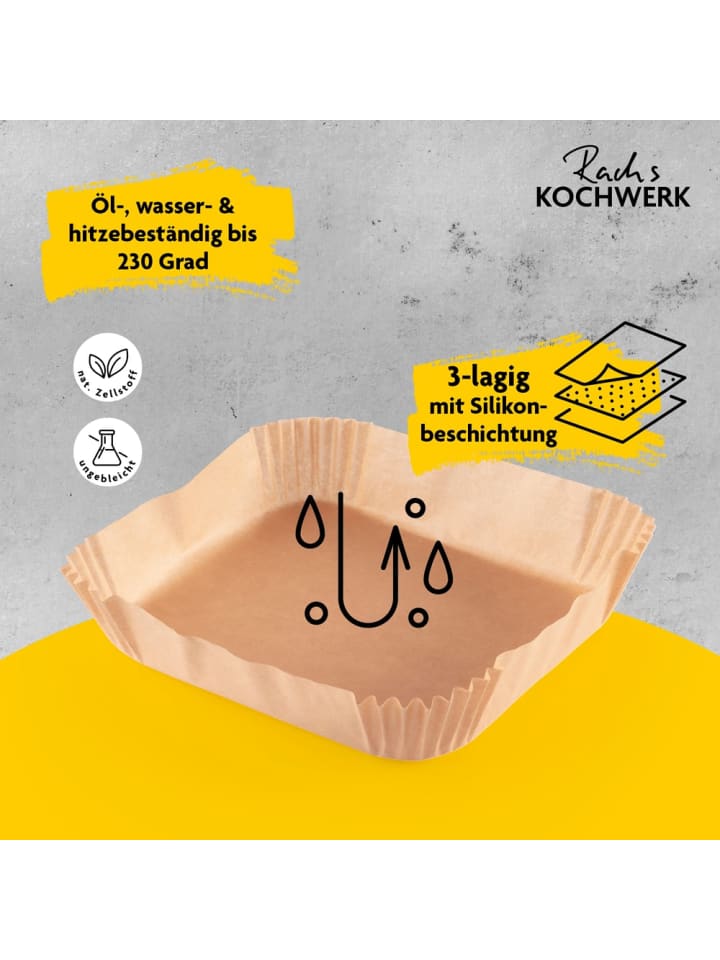 Gourmetmaxx Rachs KOCHWERK Backpapier-Schalen für Heißluft-Fritteusen - 16 x 16 x 4,5 cm - günstig kaufen onesize