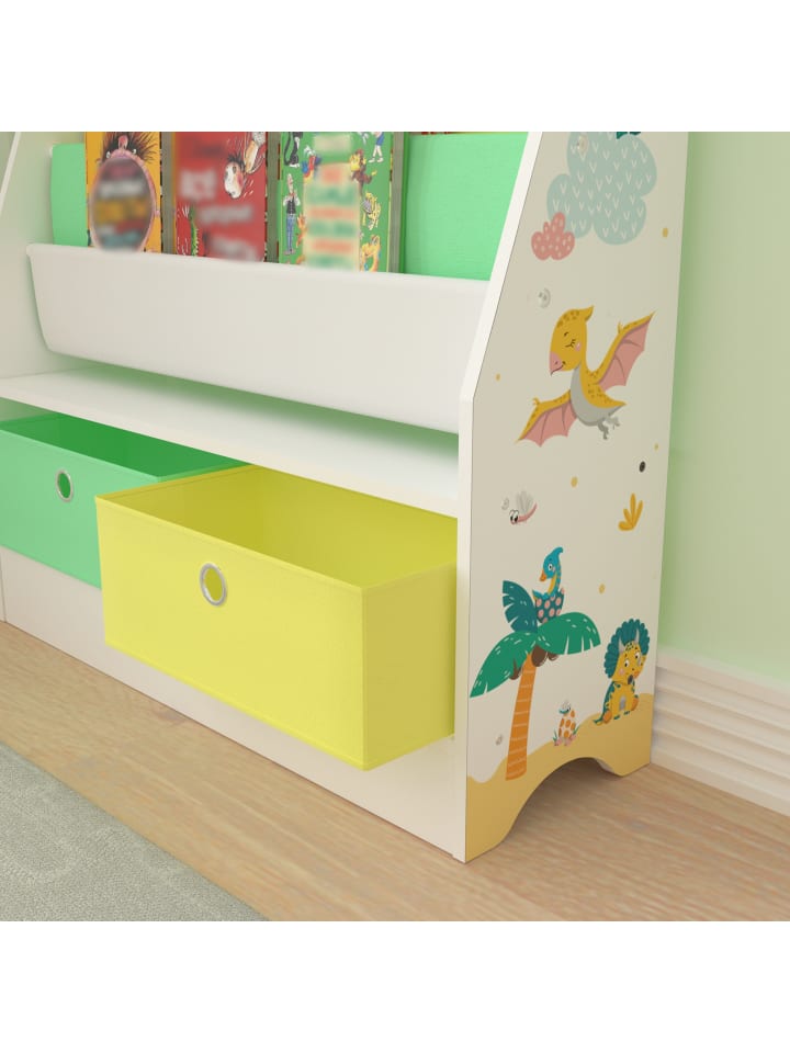 en.casa Kinderregal Neda in Gelb Grün (H)74cm (B)71cm (T)23cm günstig kaufen onesize