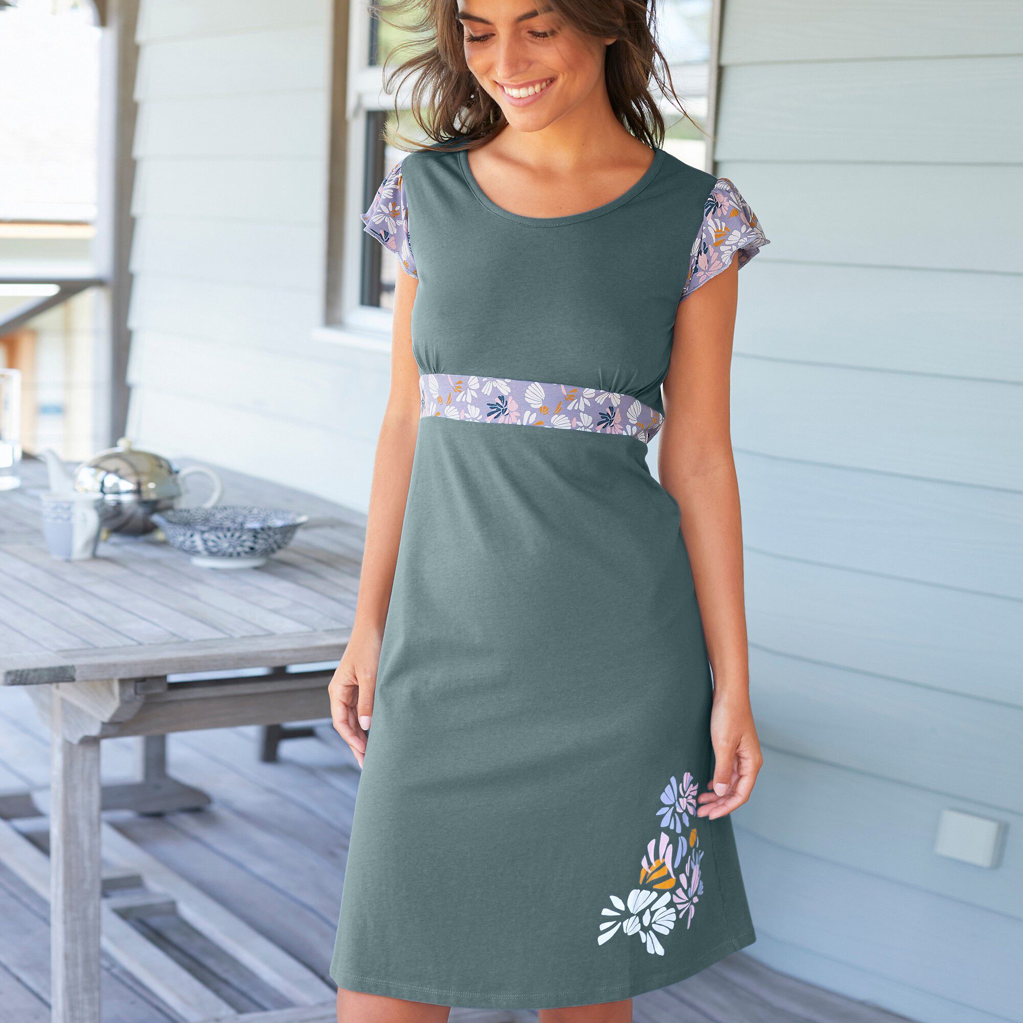 Chemise de nuit manches courtes imprimée 