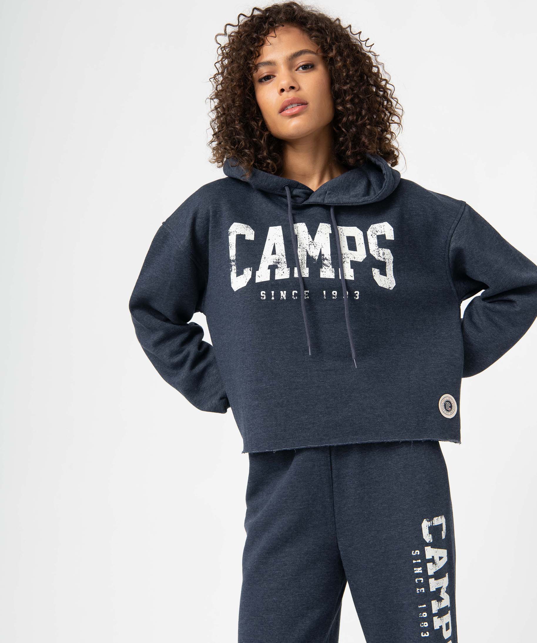 Sweat femme à capuche coupe courte - Camps United bleu fonce | GEMO