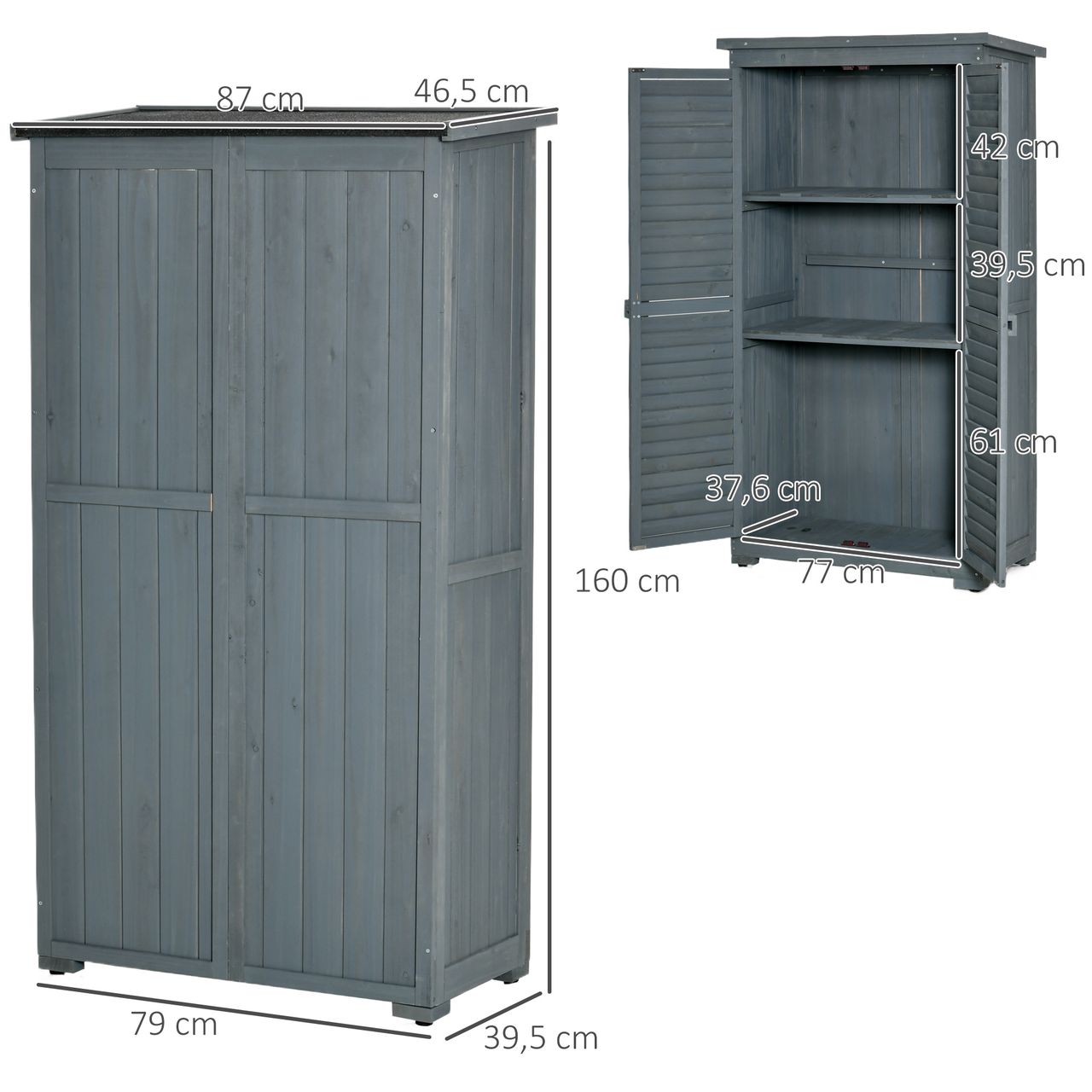 Outsunny Gartenschrank Holz Geräteschuppen Gartenhaus Geräteschrank Grau