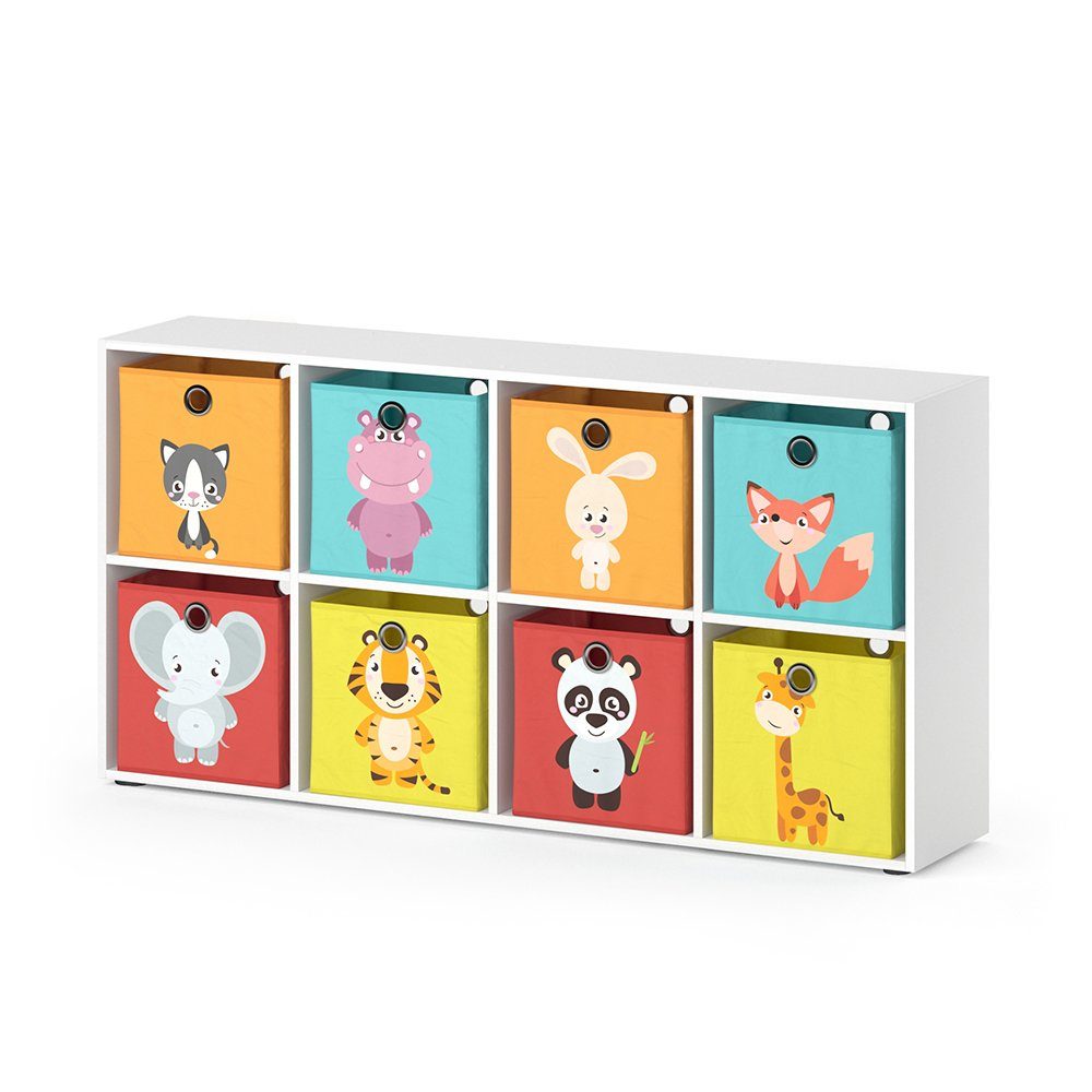 Vicco Raumteiler Bücherregal Standregal SCUTUM 8 Fächer Weiß inkl. Faltboxen