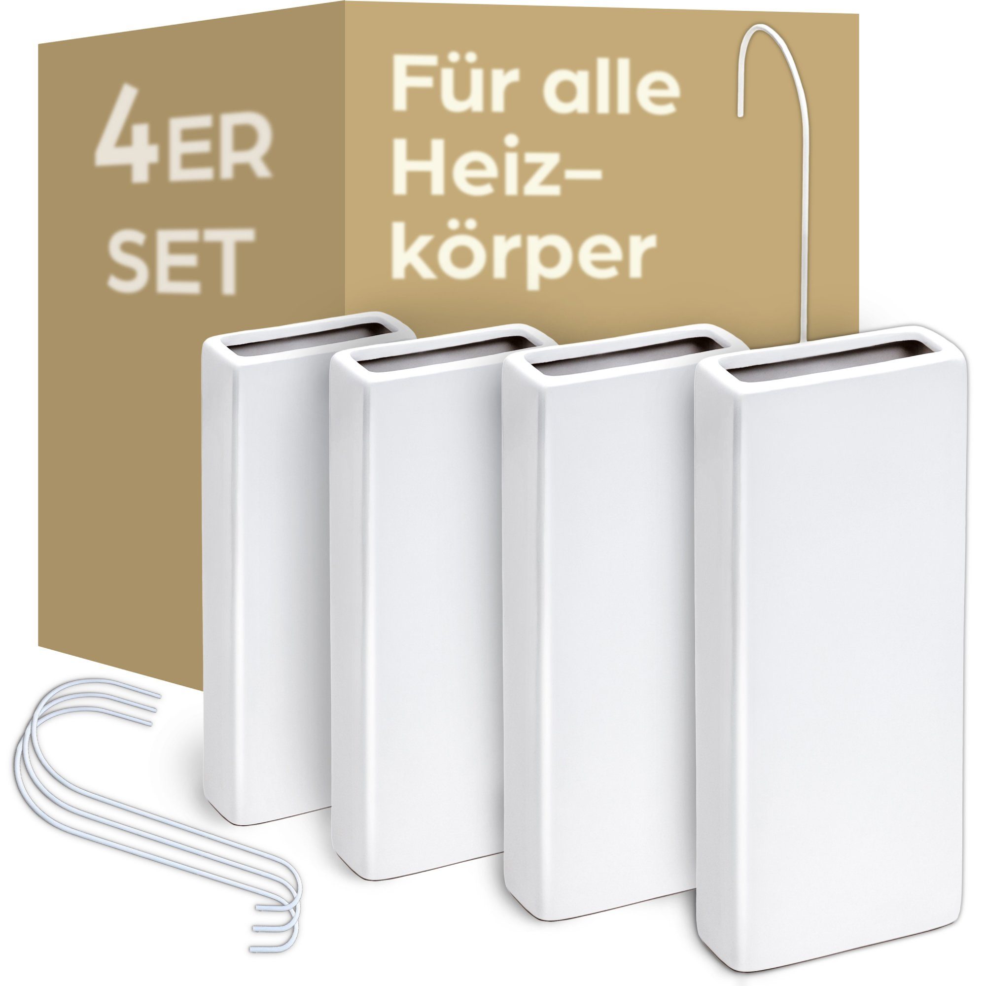 Praknu Luftbefeuchter Für Schlafzimmer Heizung Keramik - 4x Raumbefeuchter Mit Wasser Leise, 330 l Wassertank, Humidifier Raumluftbefeuchter - Heizkörper Verdampfer Verdunster